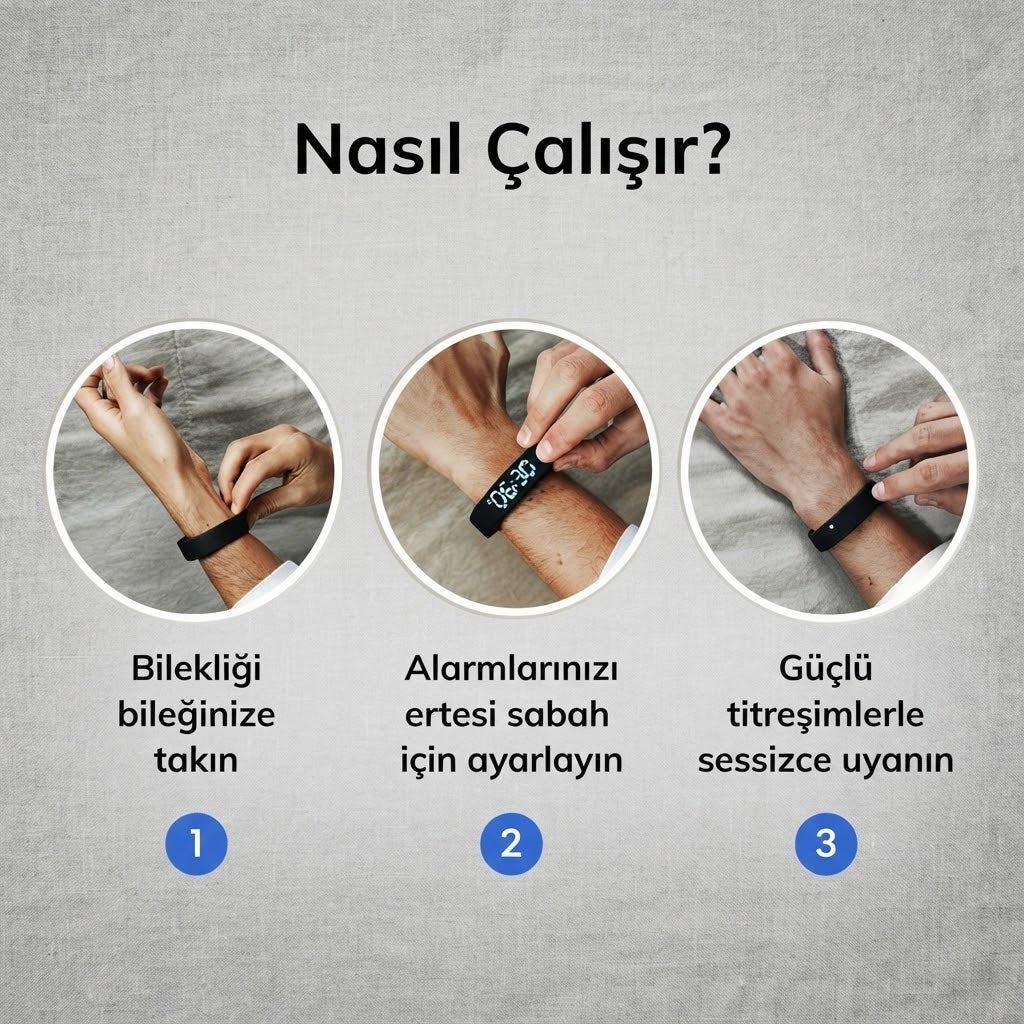 ✨ TİTREŞİMLİ BİLEKLİK - Sessiz Alarm ve Akıllı Uyku Bilekliği 🌙